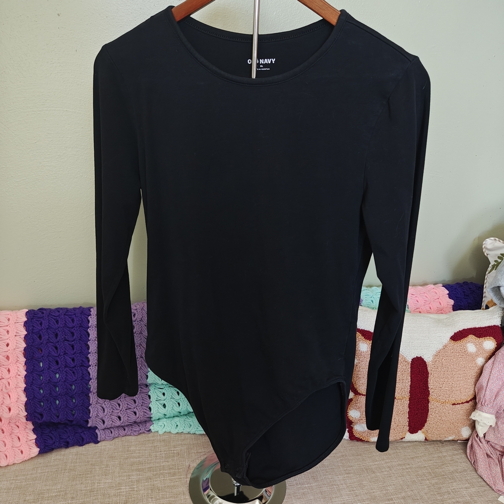 Old Navy Women's Black Long Sleeve Bodysuit